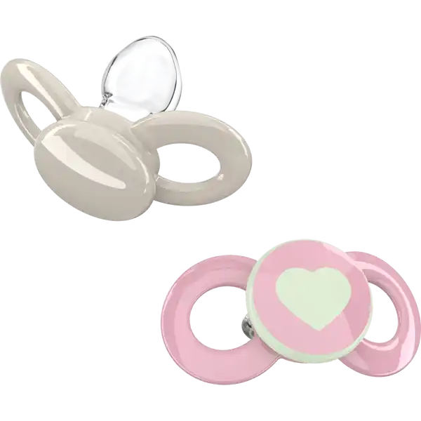 Day & Night Beruhigungssauger 0-6 Monate Beige / Rosa Herz