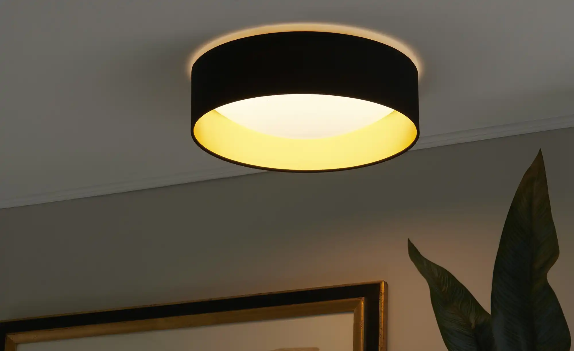 KHG LED-Deckenleuchte, 1-flammig, schwarz/goldfarben