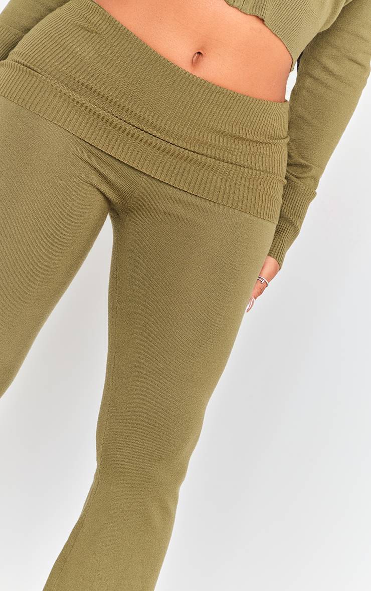 Kaki Legging En Maille Taille Haute À Revers Shape