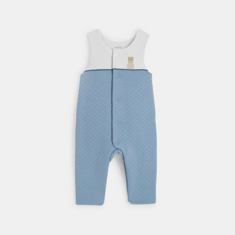 Combinaison pointelle et body ourson bleu bébé garçon Bleu