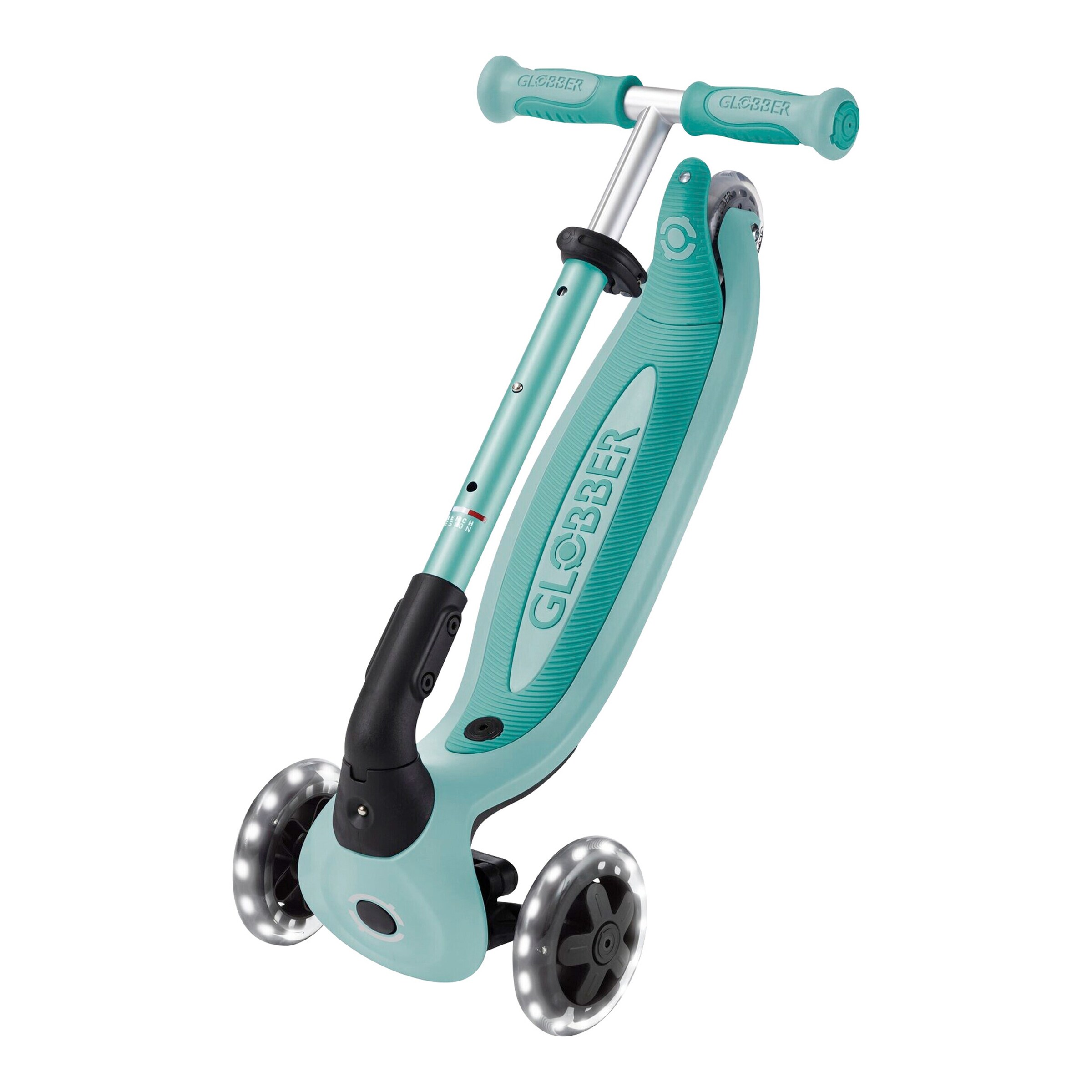 Globber Scooter 3in1 Go-Up Baby 360 mit Leuchtrollen und Leuchtmodul mint