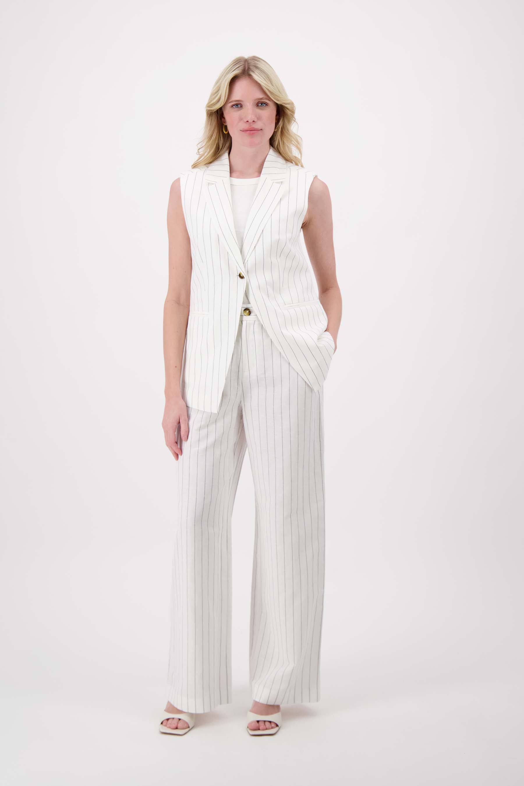 lang mouwloos gilet pin stripe
