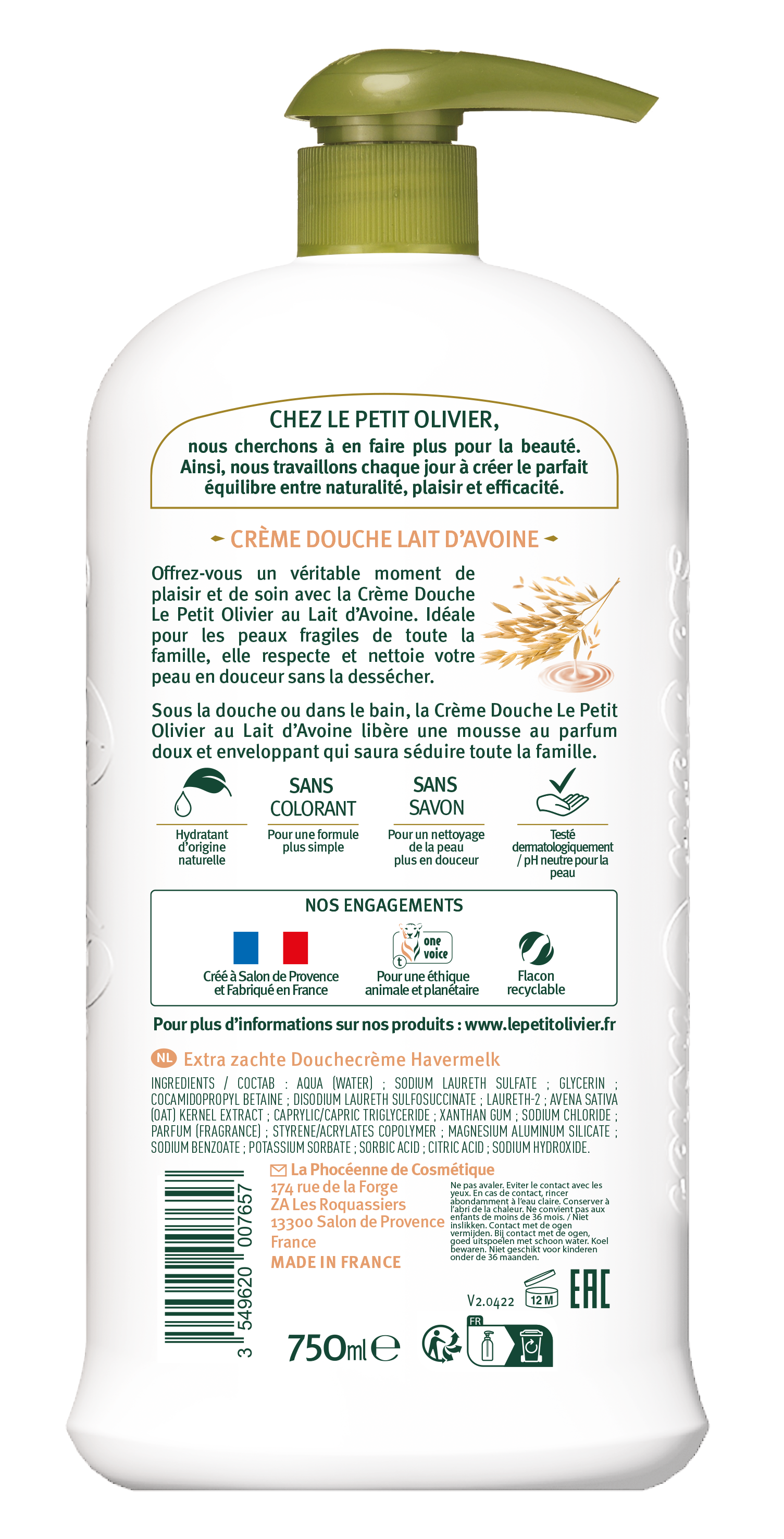 LE PETIT OLIVIER Duschcreme Extra Sanft & Feuchtigkeitsspendend Hafermilch Fl 750 ml