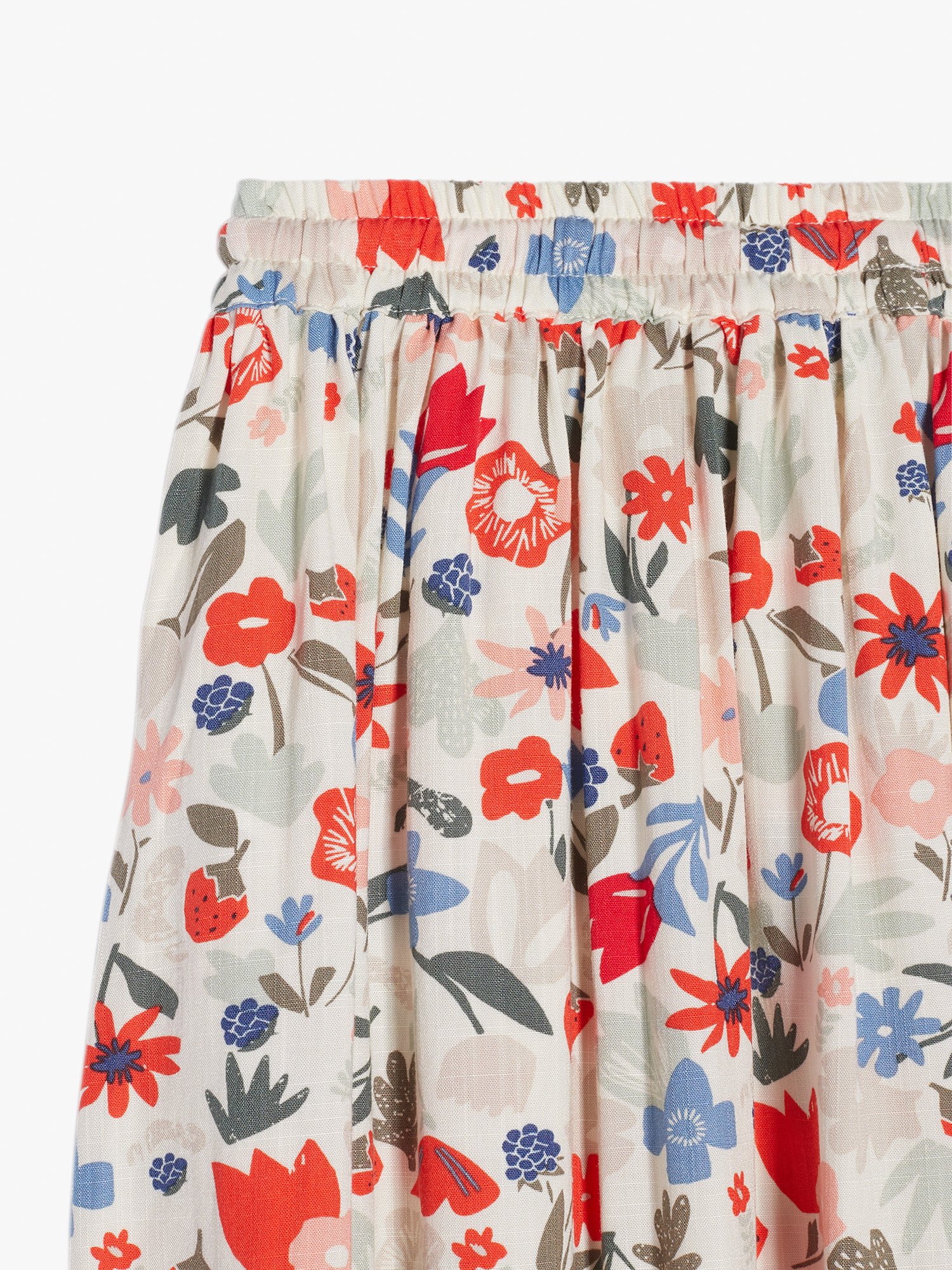 Jupe Femme Mi-Longue A Fleurs Rouge et Bleu