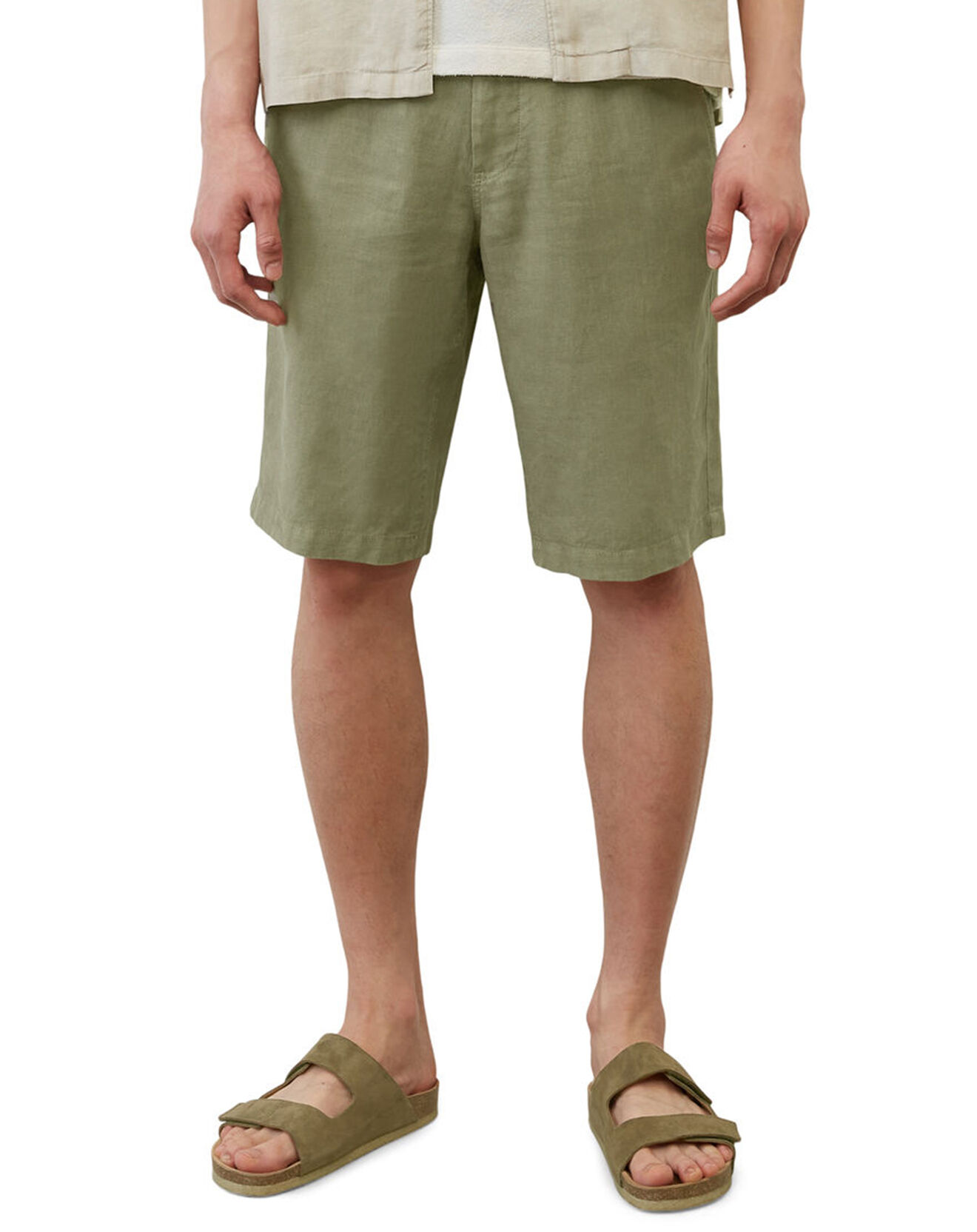 Marc O'Polo Short 100% Lin Reso Elastic kaki