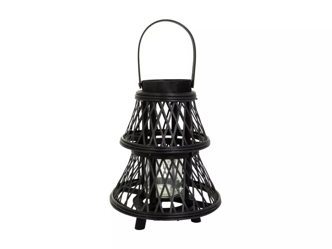 Lanterne photophore en bambou marron d23,5x29h
