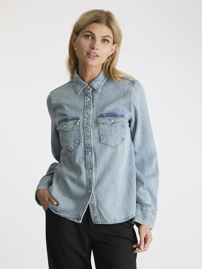 Neo Noir Roger Denim Shirt Smoke blue