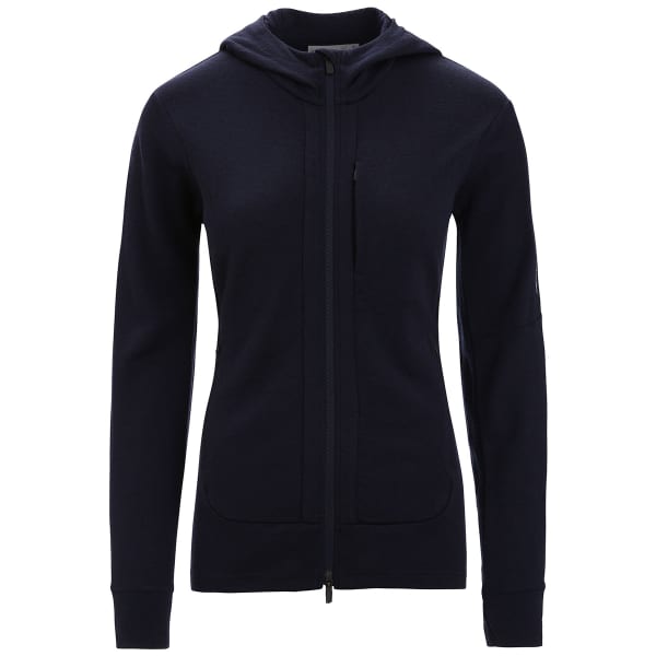 Veste polaire randonnée ICEBREAKER W QUANTUM III LS ZIP HOOD MIDNIGHT NAVY