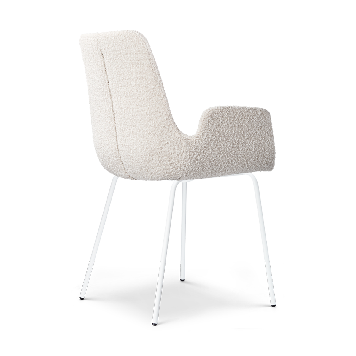 Eetkamerstoel Nora-Eef bouclé beige - wit onderstel