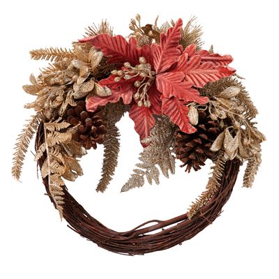 Couronne décorative fleurs roses
