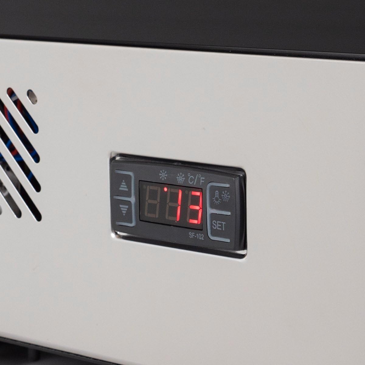 Kühlvitrine 160 Liter I Buffet Vitrine +2 °C und +6 °C mit LED I Kühlvitrine Gastro schwarz I Kühltheke mit Glastür & Umluft I abschließbar