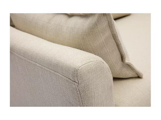 Canapé scandinave 3 places en tissu beige et bois clair KATE