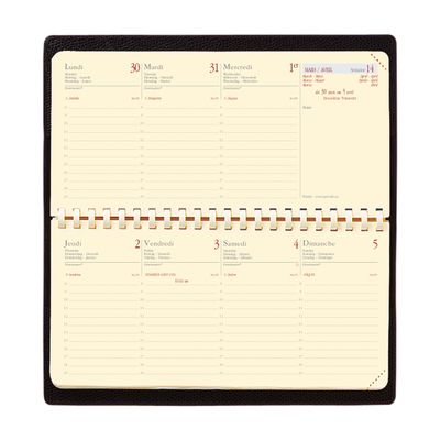 Agenda de poche Soho Planital avec répertoire - 1 semaine sur 2 pages - 8,8 x 17 cm - noir - Quo Vadis