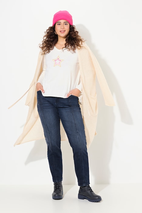 Boyfriend-Jeans, Ziernähte, weites Bein, 4-Pocket-Schnitt