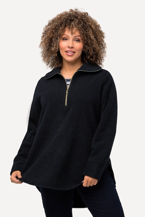 Fleeceshirt, A-Linie, Stehkragen, Zipper, Langarm
