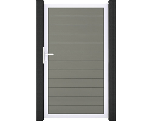 Enkele poort GroJa Flex DIN universeel voorgemonteerd zonder palen frame zilver 100 x 180 cm grijs