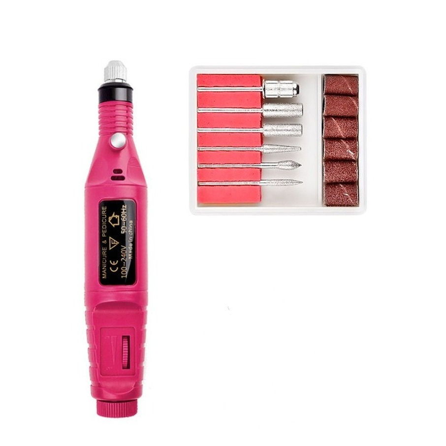 (12in1) Elektrische Nagelfräse Nagelpflege Polierwerkzeug Maniküre Pediküre Set - Pink