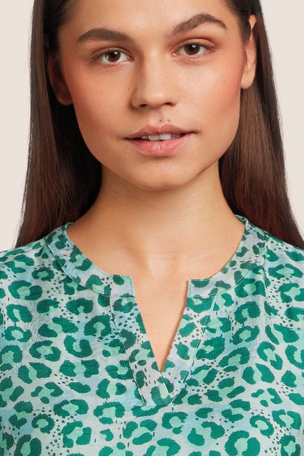 AI&KO jurk met dierenprint groen