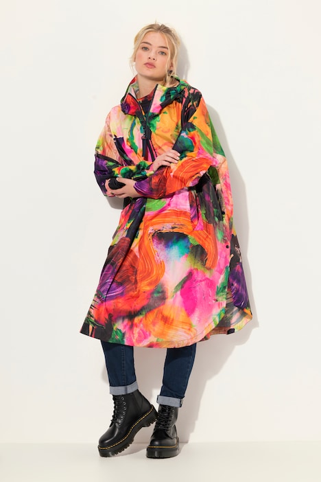 Funktions-Regencape, Unisex, Print, Kapuze