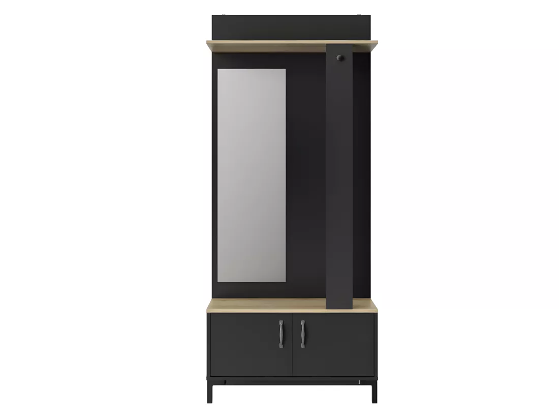 Meuble vestiaire Noir avec miroir - LYON