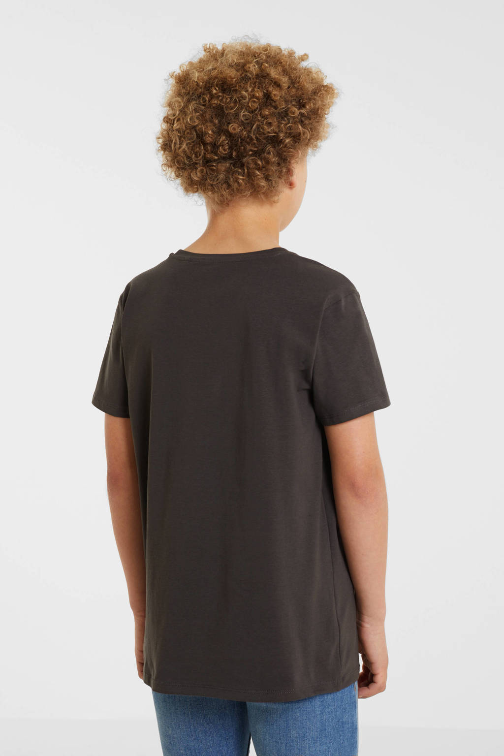 anytime T-shirt met tekstopdruk donkergrijs