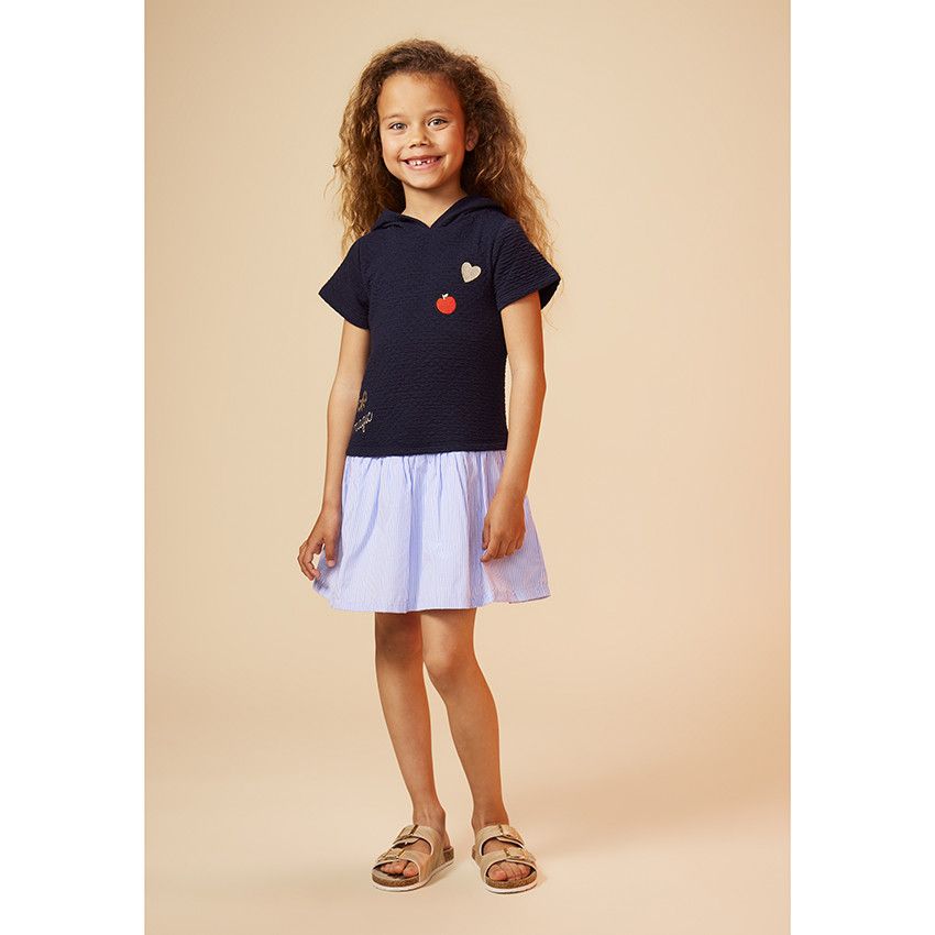 Robe 2 en 1 à capuche pour fille - Bleu marine