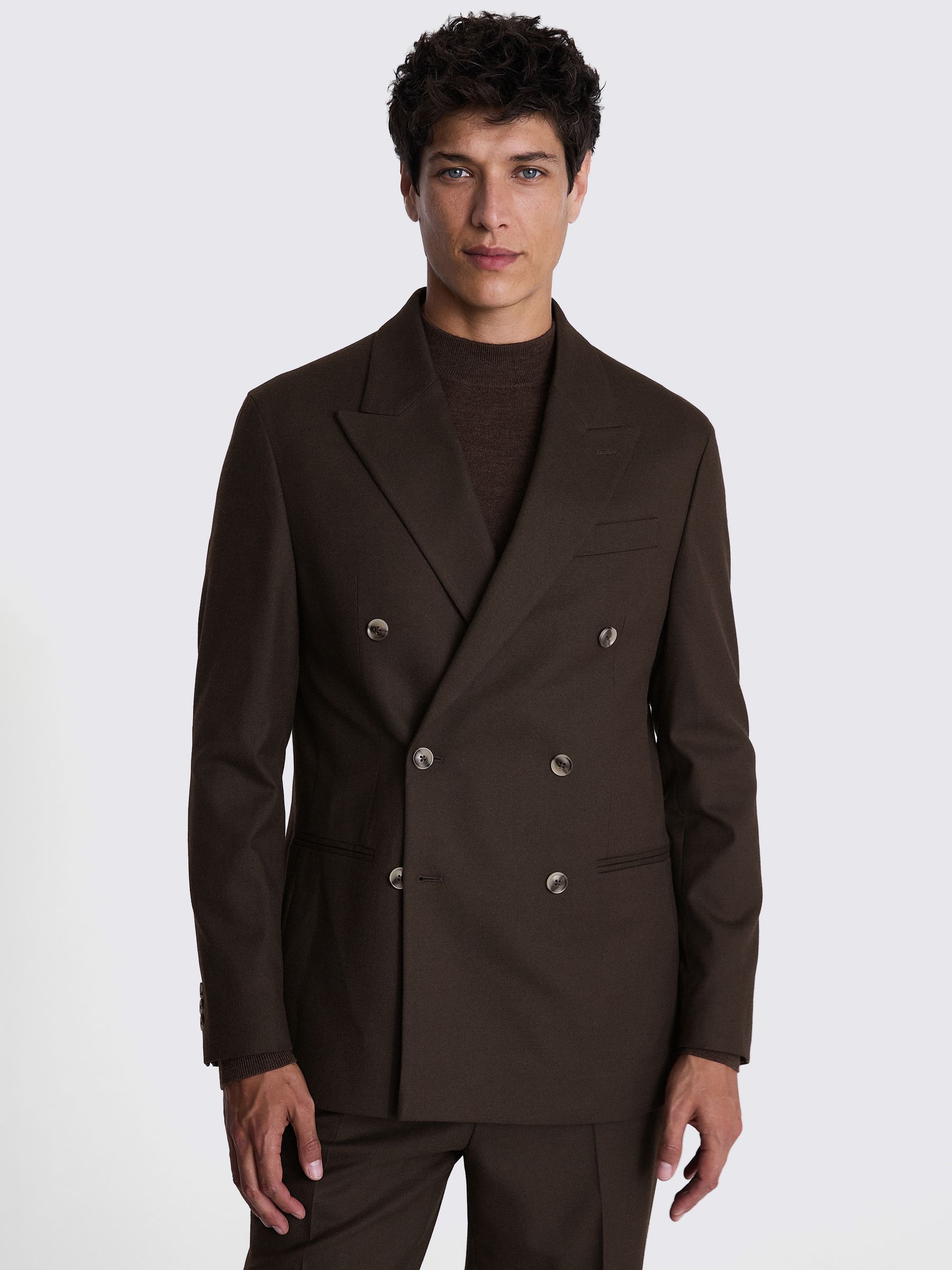 MOSS Relaxed Fit Flannel Double Breasted Suit Jacket