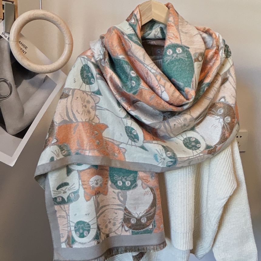 Frior - Sjaal met kattenprint