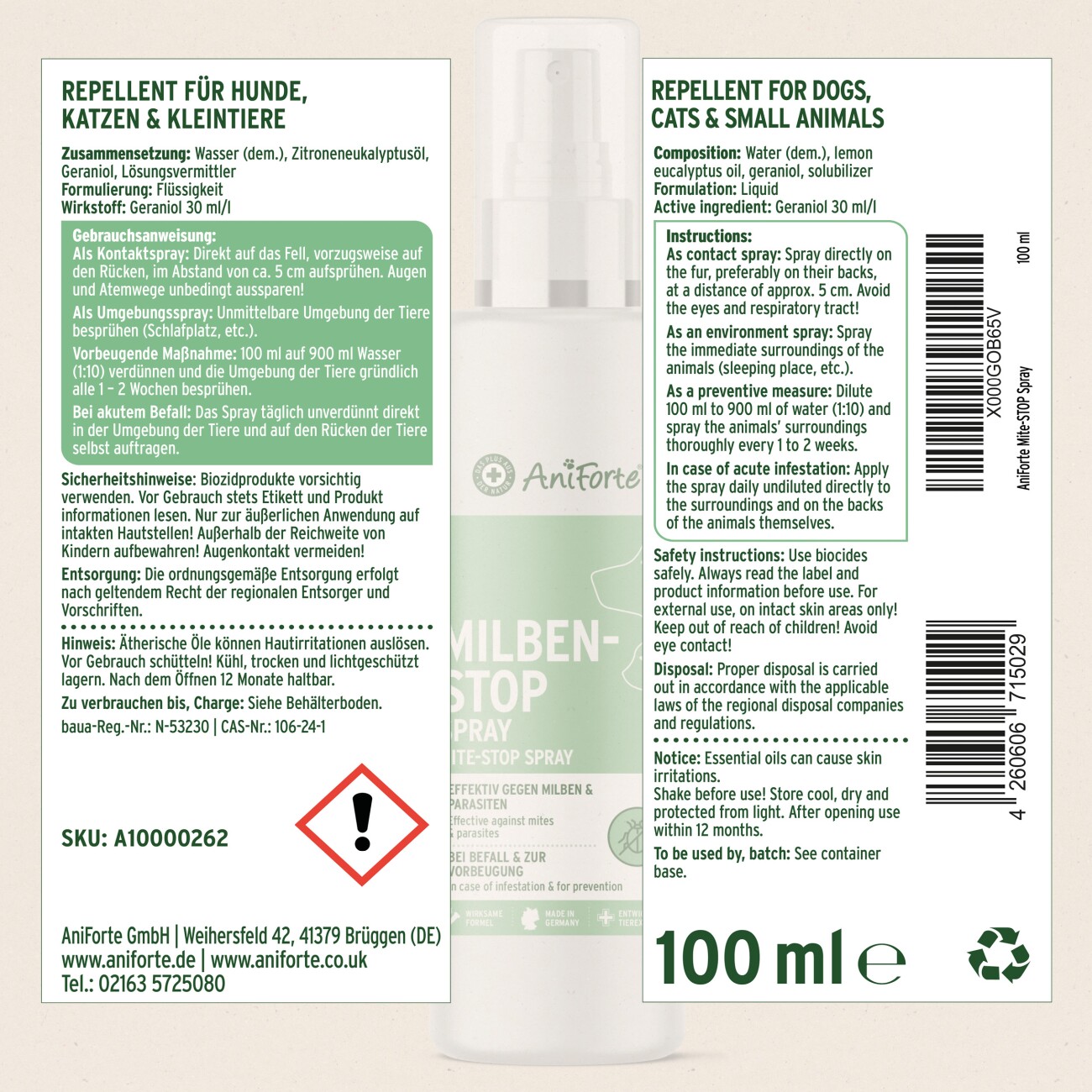 AniForte Milben-STOP Spray für Hunde und Katzen