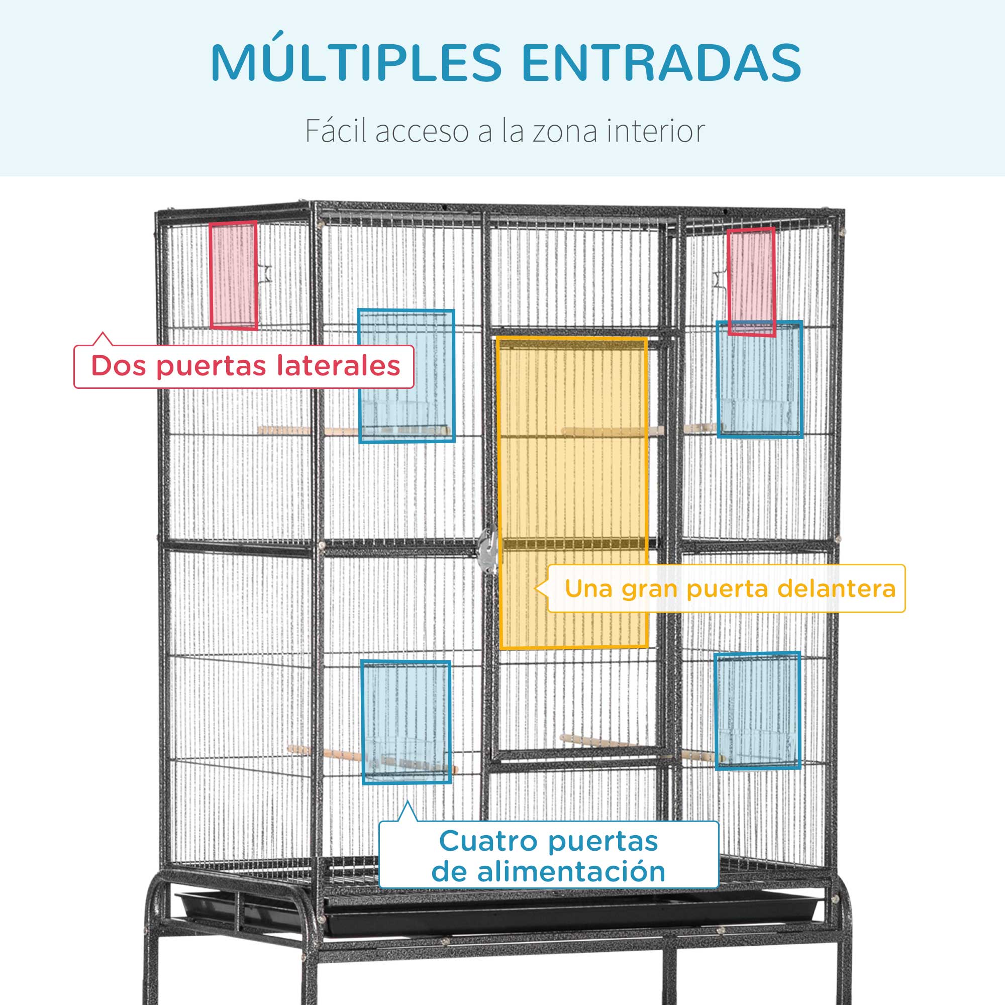 Gaiola para pássaros PawHut preta e cinza