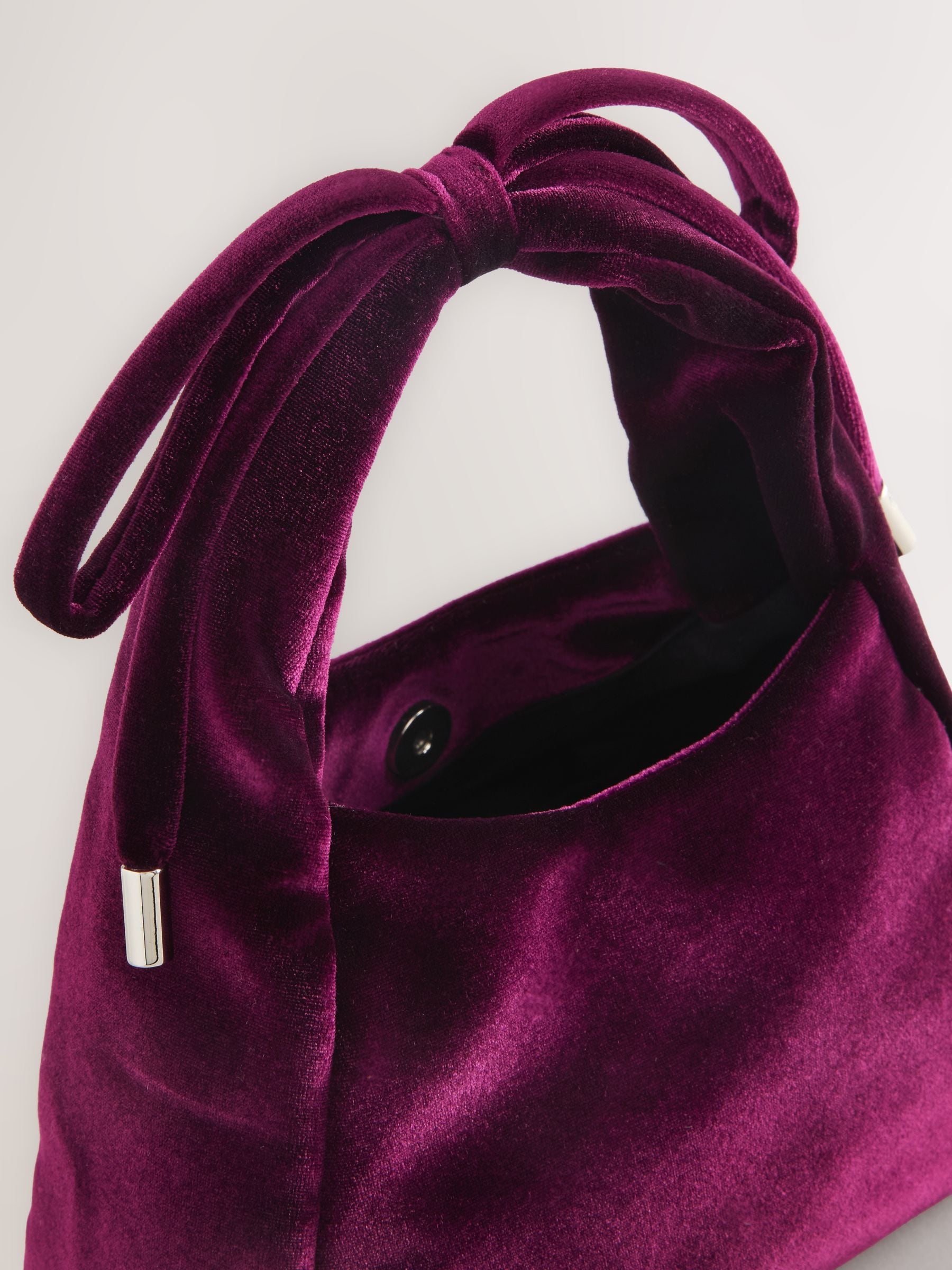 Bordeauxrood - Fluwelen Strik Mini-tas met handgreep bovenop