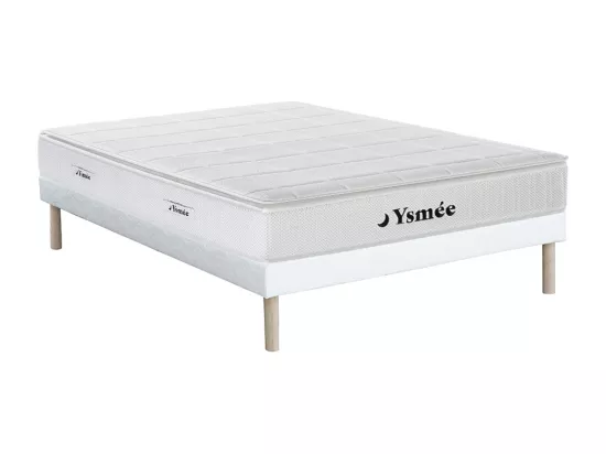 Ensemble 140 x 190 cm sommier tapissier + matelas hybride ressorts ensachés accueil nano ressorts + mémoire de forme ép.32cm - IPOH de YSMÉE