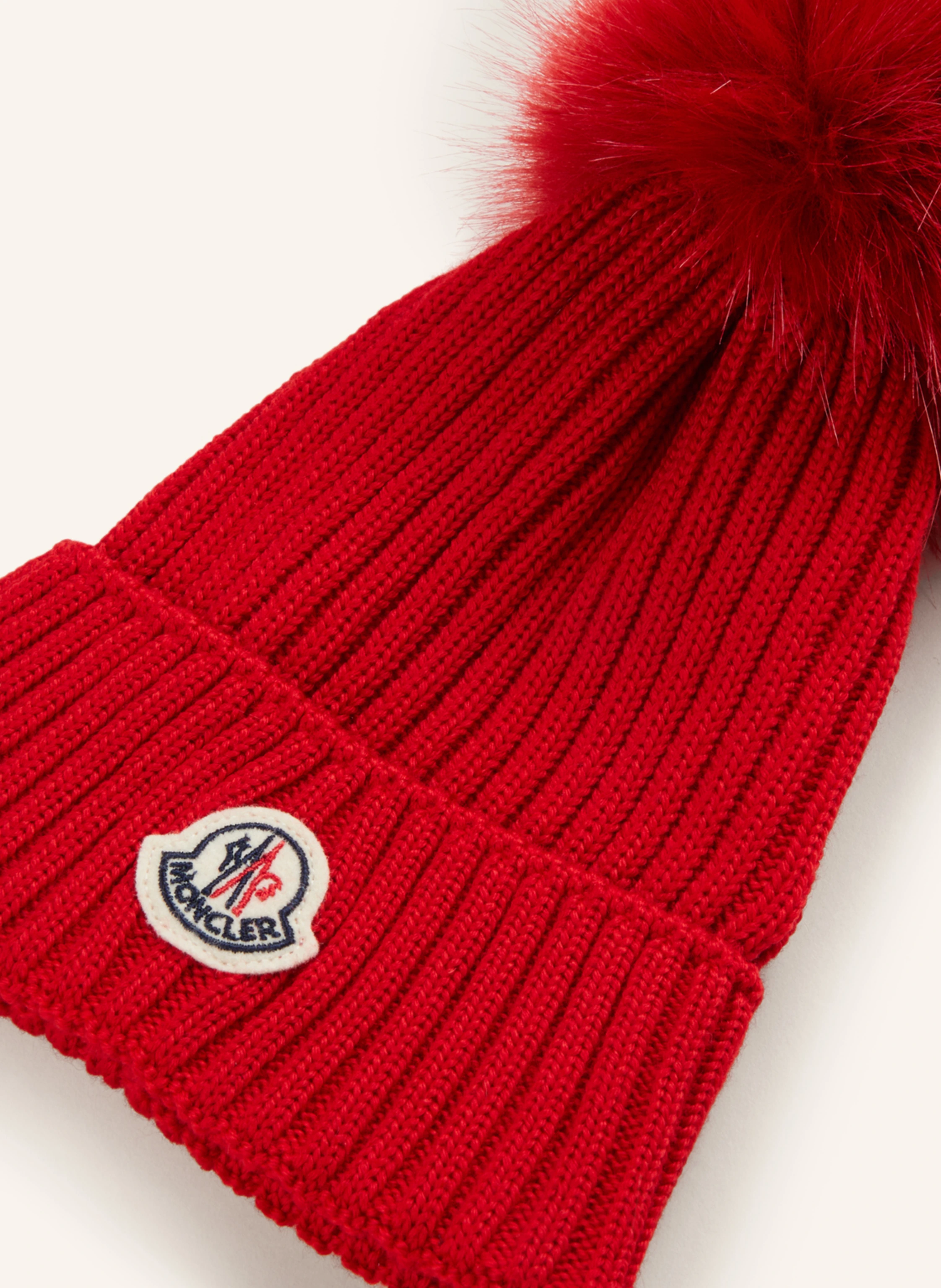 MONCLER enfant Mütze mit Kunstpelzbommel