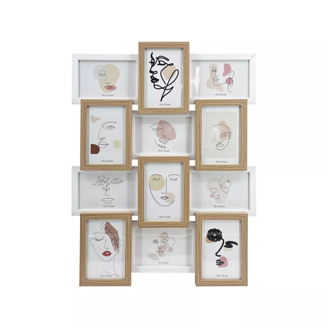 Pêle-mêle mural 12 photos bois (H59 cm) Zola Beige