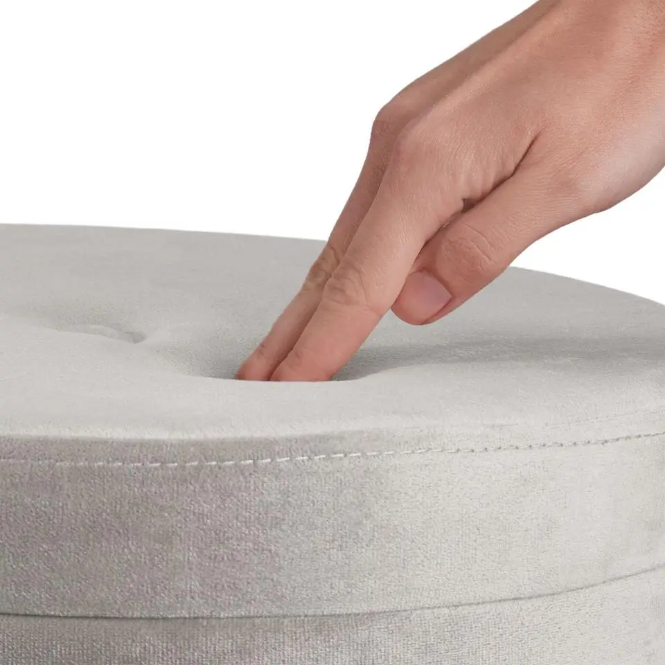 tectake Hocker Ava gestoffeerd in fluweellook 300kg met opbergruimte