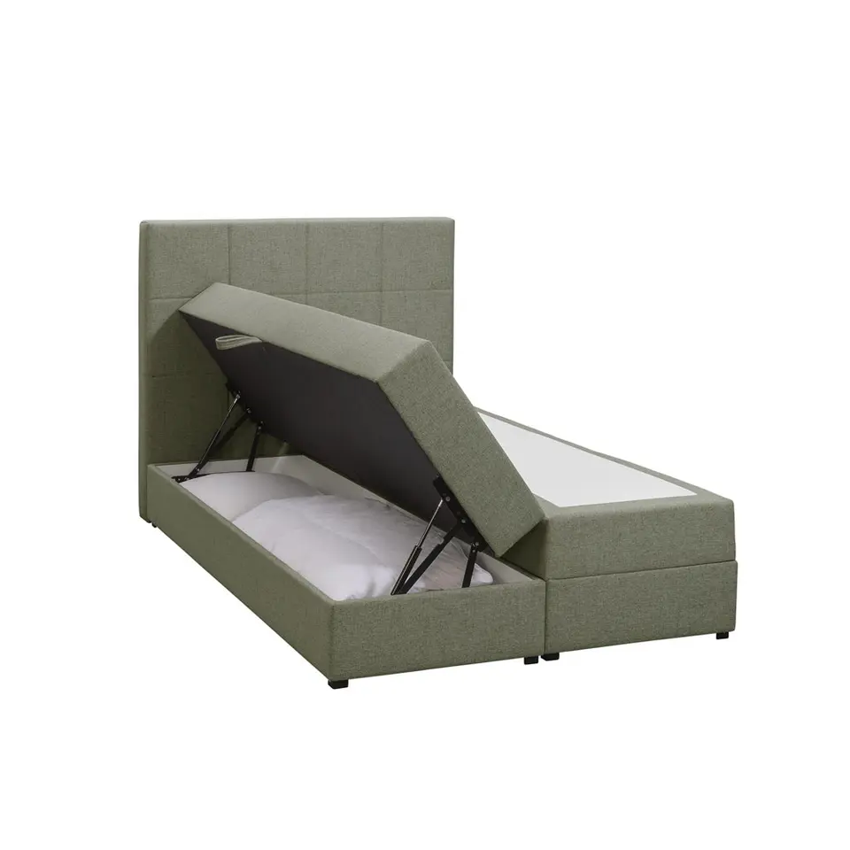 Boxspring met opbergruimte Liv geblokt - groen - 120x200 cm