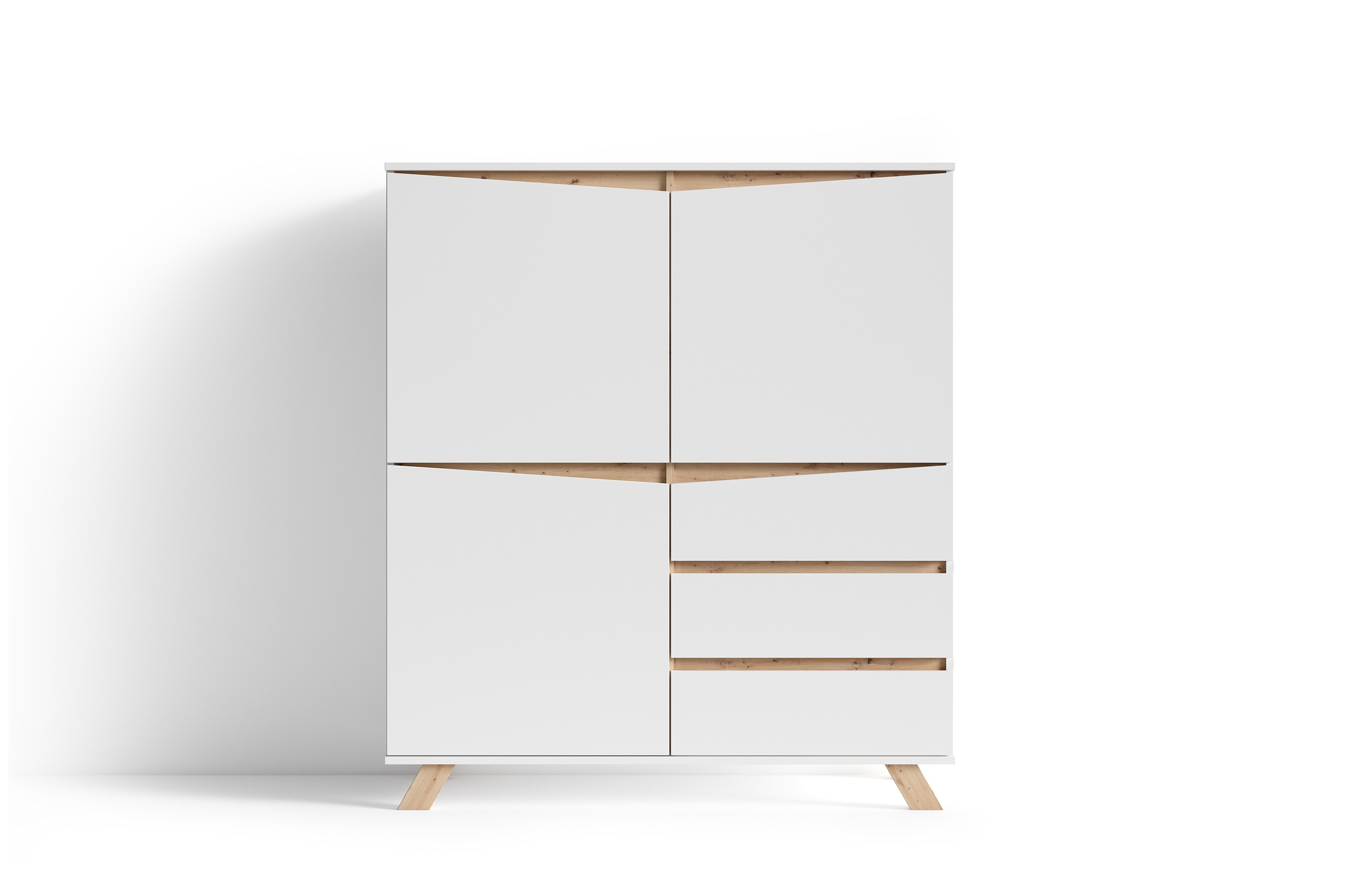 byLIVING Highboard VALENTIN, Breite 120 cm, weiß/Artisan Eiche (Eiche-Optik)