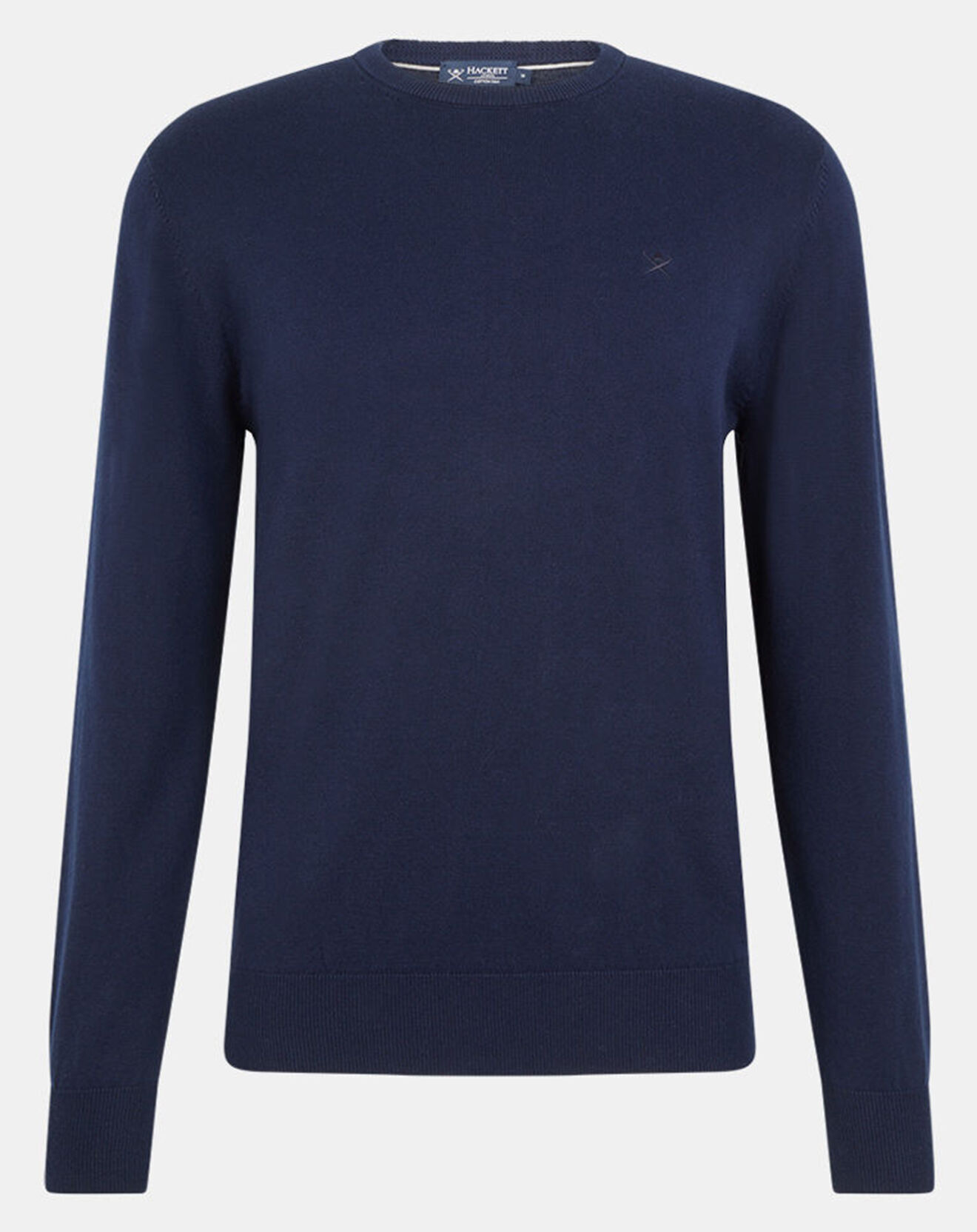 Hackett London Pull en Coton & Soie col rond bleu marine