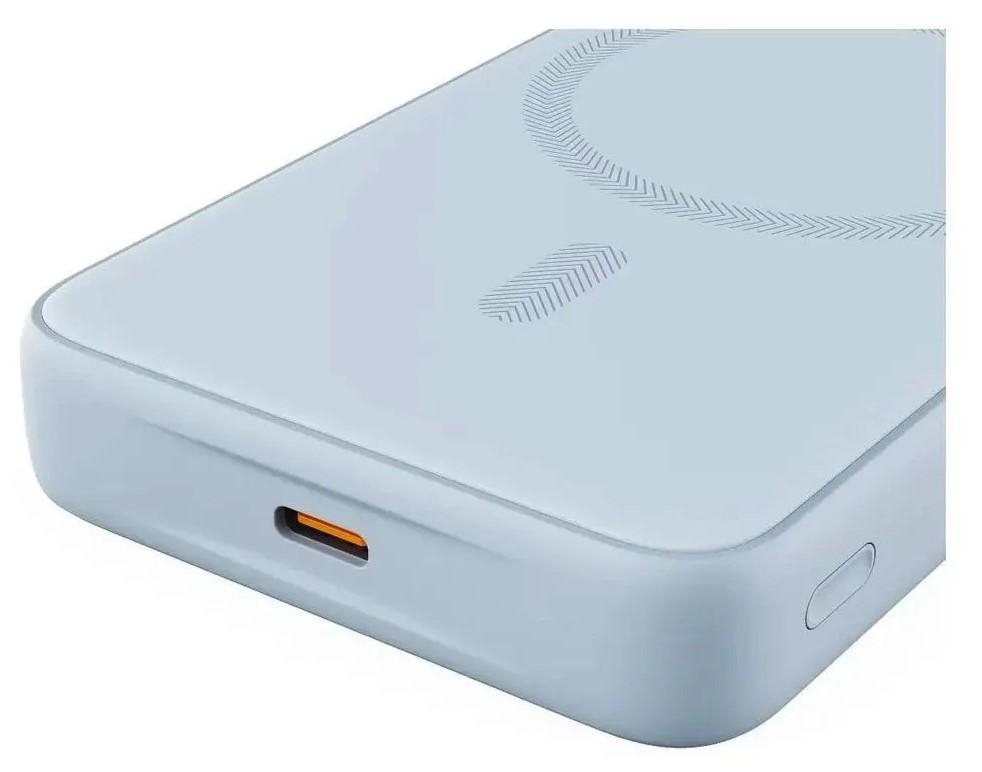 (20W) MagFusion 10000mAh Qi Wireless Powerbank Pad USB C Ladegerät mit LED Anzeige (PB-MS04 BL) - Blau