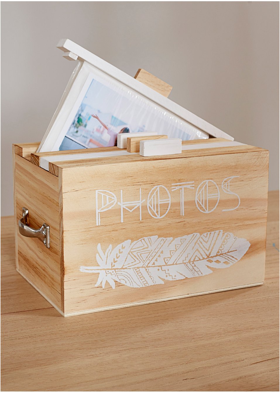 Boîte de rangement photos en bois