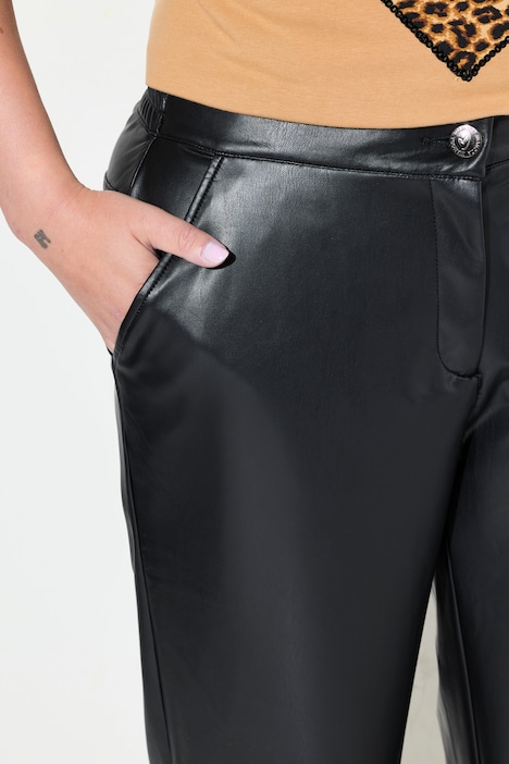 Culotte, weites Bein, Lederoptik