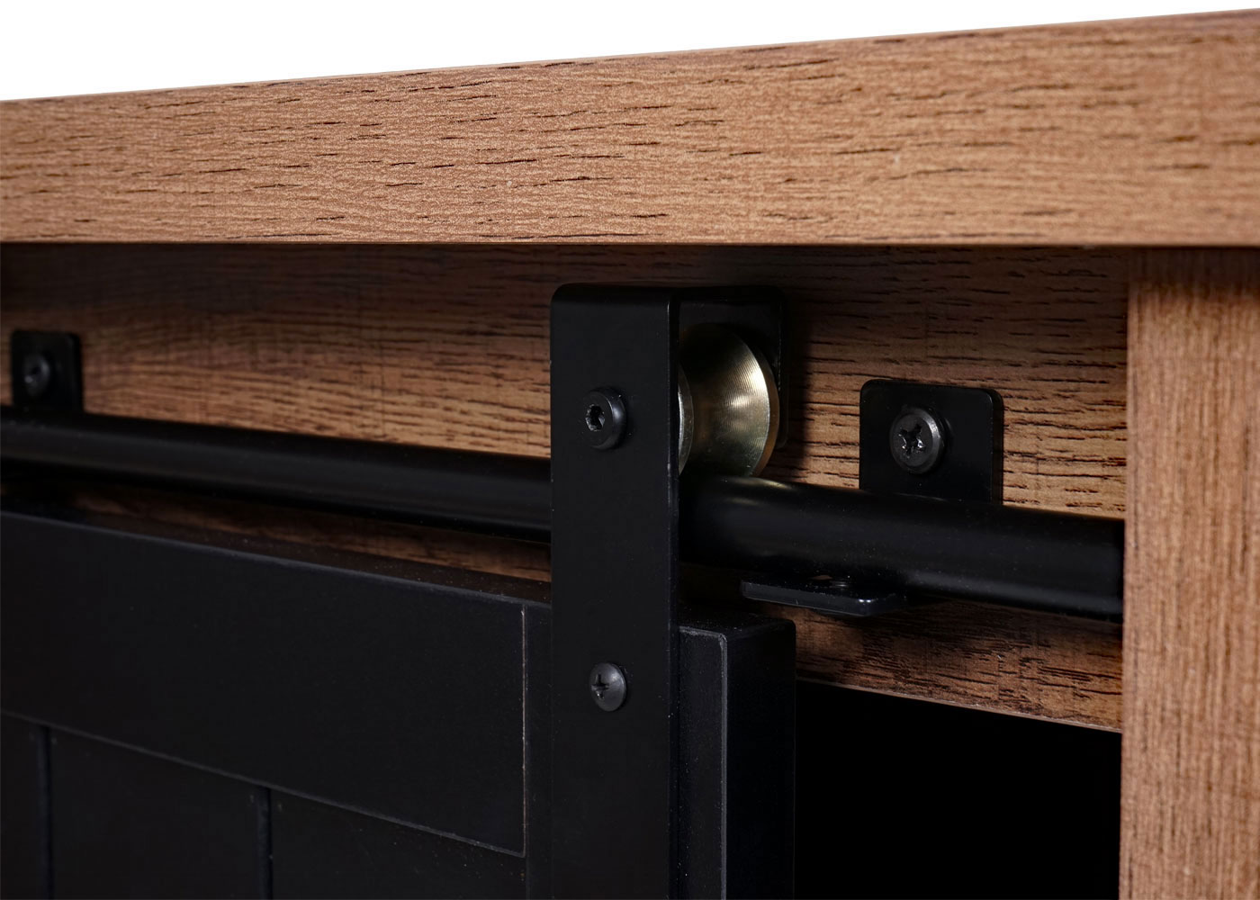 Kommode MCW-K75, Schrank Regal, Schiebetüre 5 Staufächer, Holz-Optik Industrial Metall 84x80x40cm ~ braun