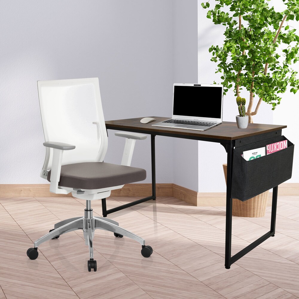 Profi Bürostuhl ASPEN WHITE Stoff/Netzstoff mit Armlehnen (höhenverstellbar) hjh OFFICE