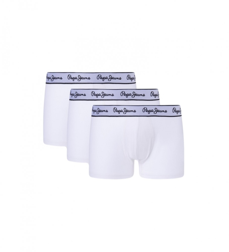 Cuecas Boxer Pepe Jeans Brancas com Elástico e Logotipo - Pacote com 3