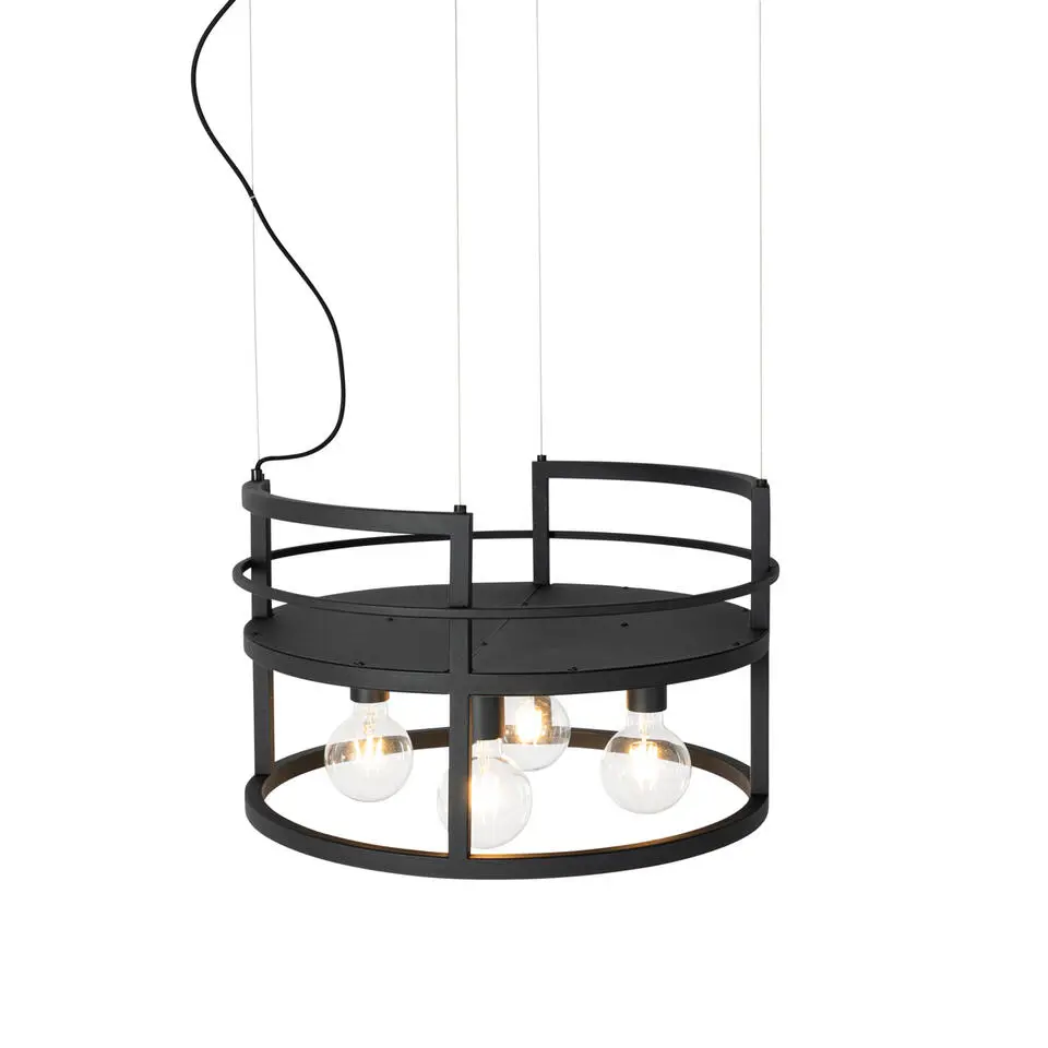 Qazqa hanglampen cage rack zwart e27