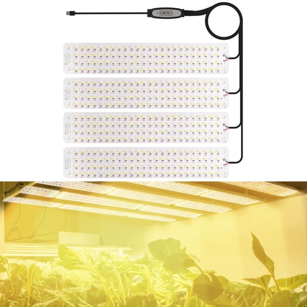 LED Plantelys med 4 paneler og 4-trinns dimmer