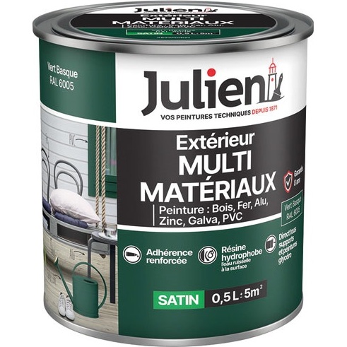 Peinture 0,5 L Extérieur Multi-matériaux - Vert Basque RAL6005