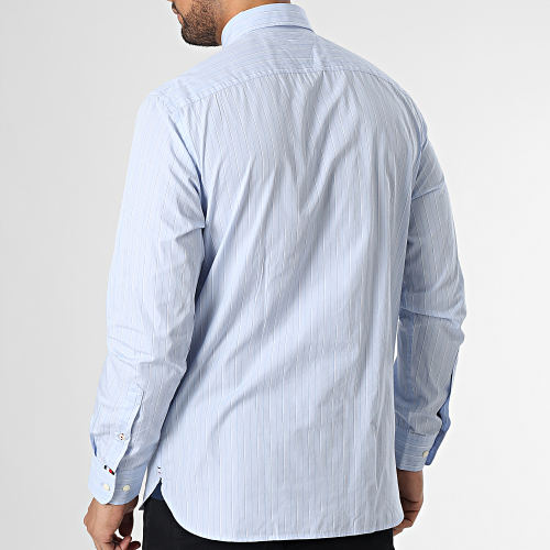 Chemise Manches Longues A Rayures Natural Soft 8321 Bleu Clair
