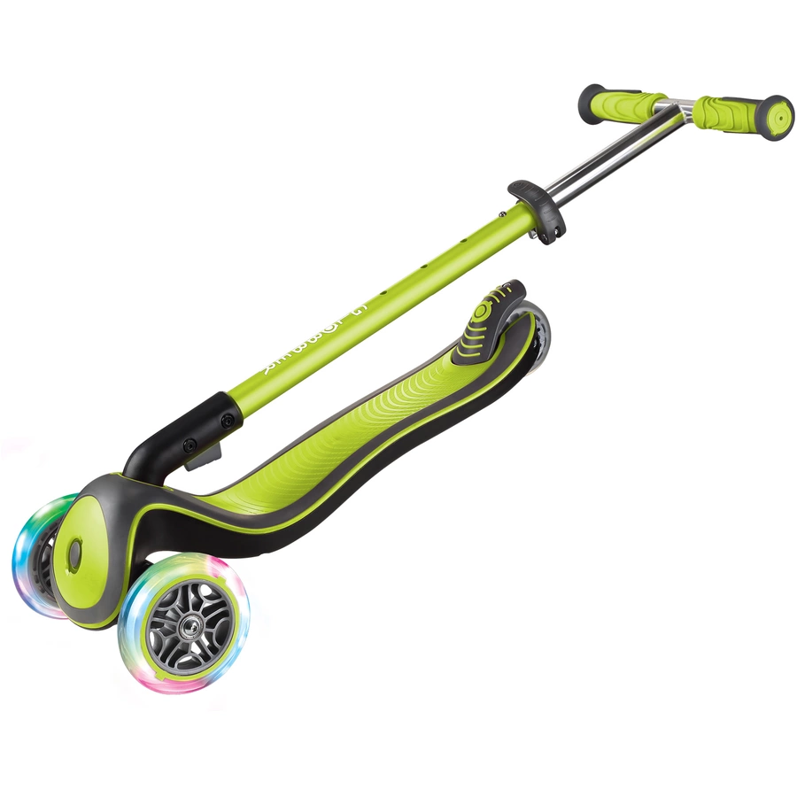 GLOBBER Scooter ELITE DELUXE LIGHTS mit Leuchtrollen, lime grün