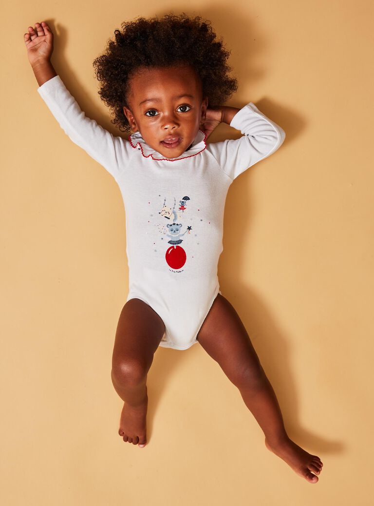 Body imprimé Le Rire Médecin à manches longues écru - Bébé fille